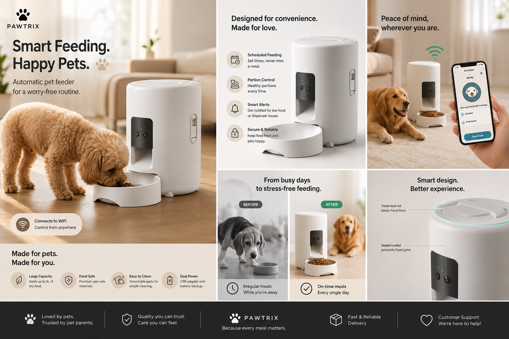 Smart WiFi Auto Pet Feeder – Stress Free Feeding Anywhere Anytime
