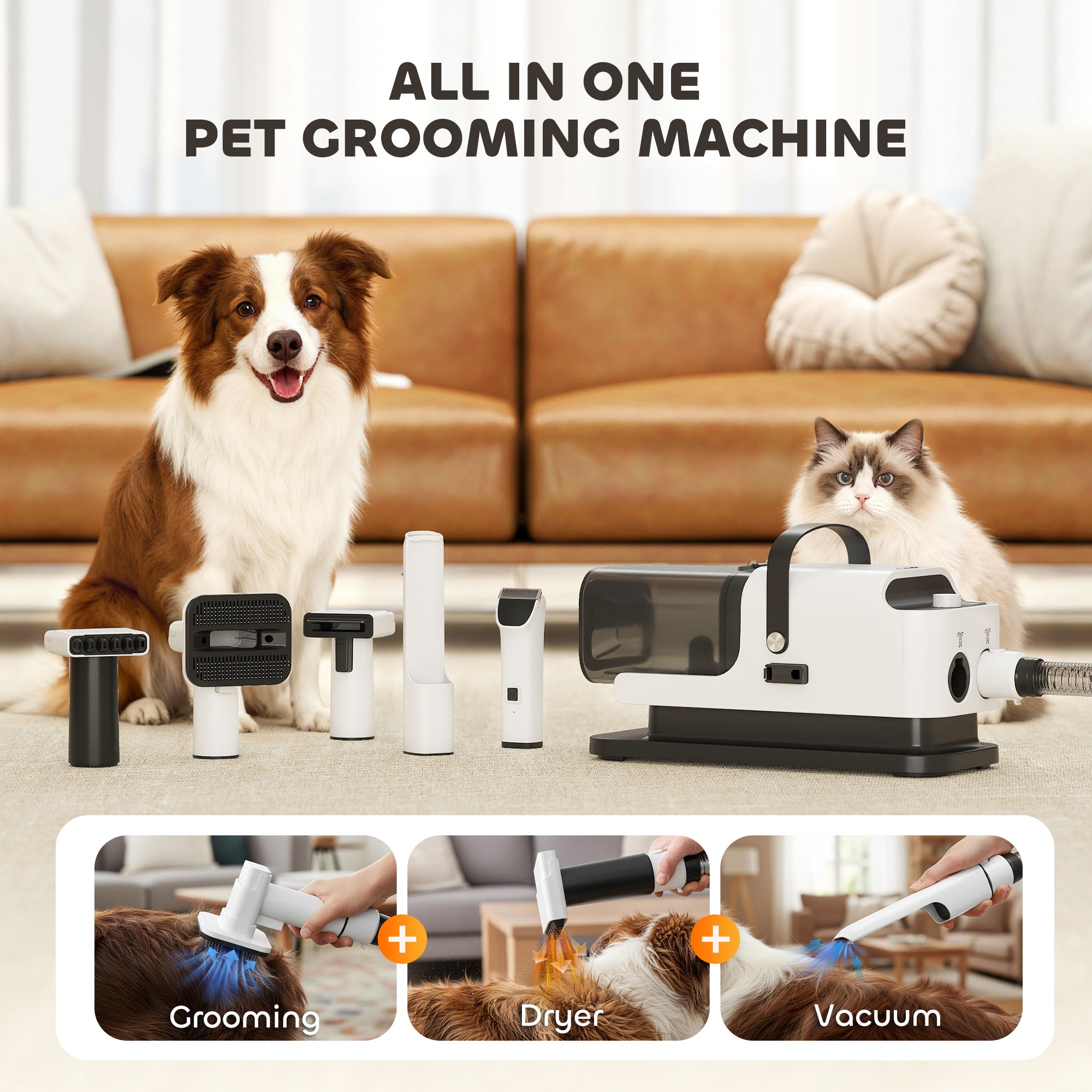 Pawtrix 5-in-1 Pet Grooming Vacuum & Dryer with Clipper