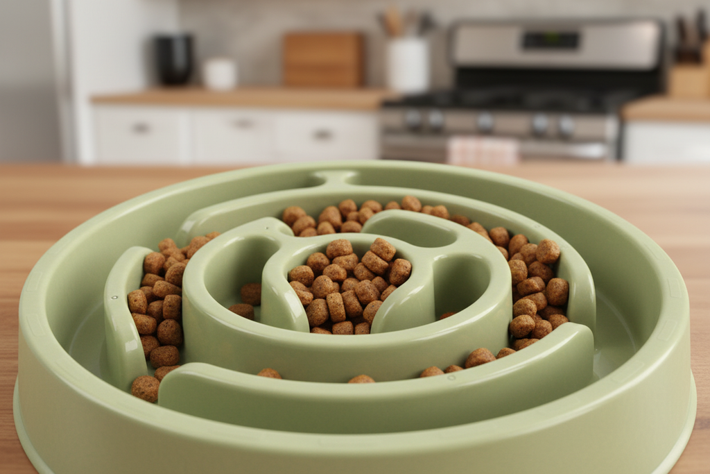 Green bowl maze close-up