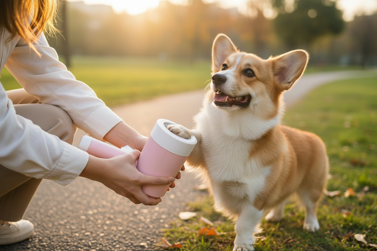Lifestyle – Corgi paw cleaning