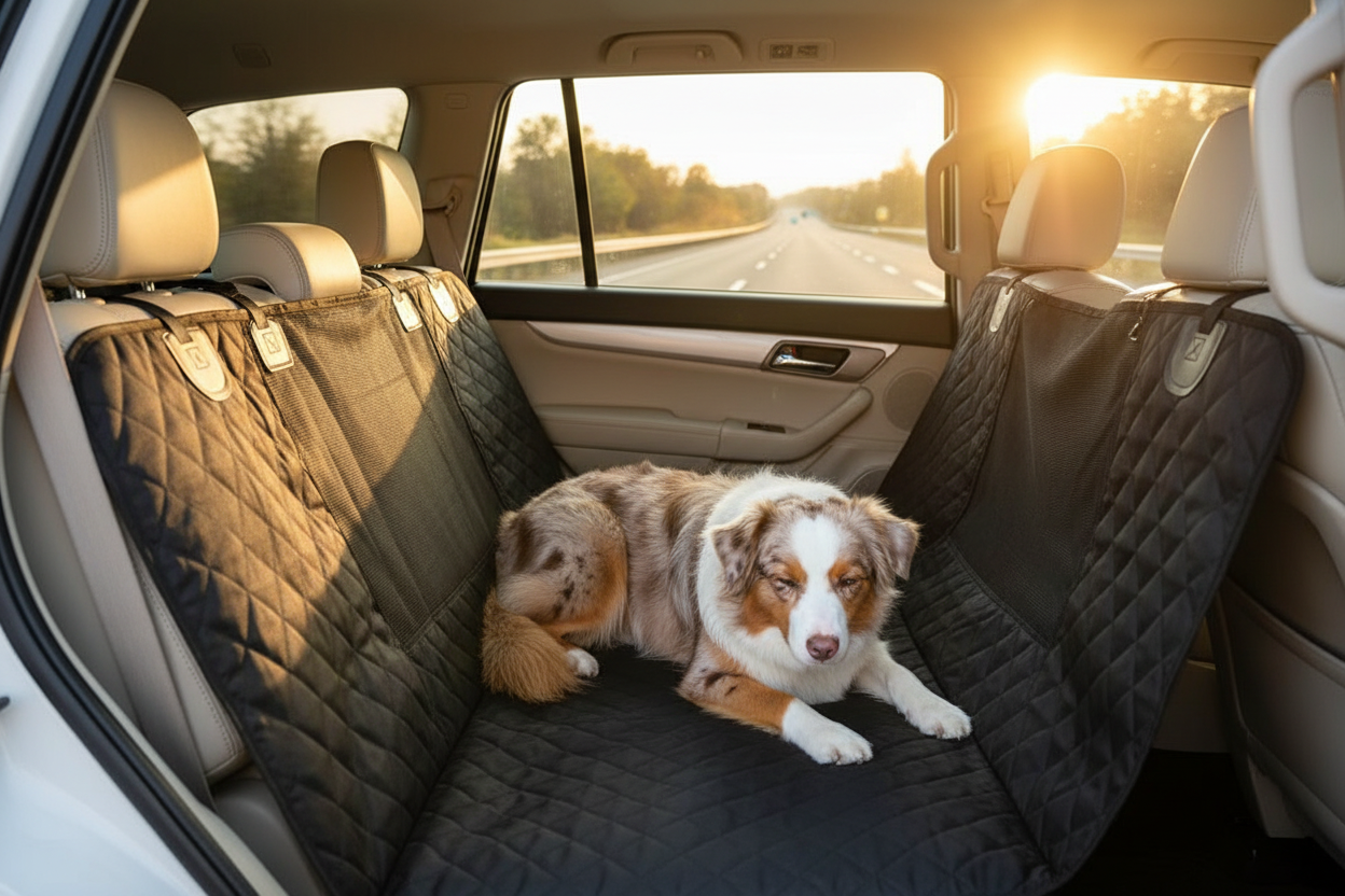 Road trip with Aussie Shepherd